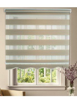 Lux Pliseli Renkli Zebra Stor Perde Alüminyum Kasalı Yüksek Kaliteli - Açık Kahve