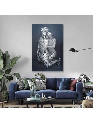 SML Tablo Sarılan Metal Çift Dekoratif Dikey Kanvas Tablo