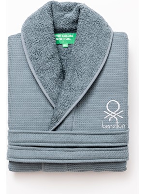 Benetton Home Waffle Bornoz, M/l, %100 Pamuk, Koyu Mavi Renkte, Neutral Seri