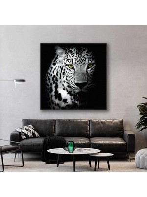 SML Tablo Karizmatik Aslan Yeşil Gözlü Hayvan Kare Kanvas Tablo