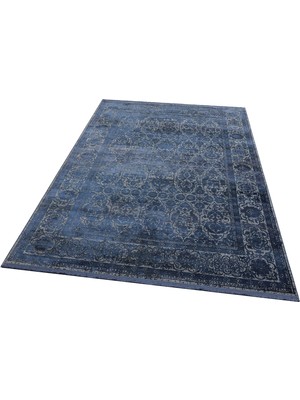 Eko Halı Verona Dyed Vrd 01 Dark Navy Overdyed Yumuşak Ipeksi Dokulu Modern Eskitme Tarz Makine Dokuması Halı