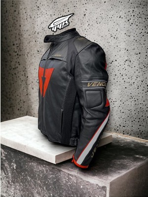 Venom D1 Korumalı Motosiklet Ceketi İç Astarlı Dana Derisi ile Güvenli Sürüş