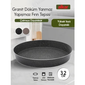 Granit Döküm Yuvarlak Fırın Tepsi Yanmaz Yapışmaz Yüksek Isıya Dayanıklı