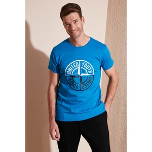 Baskılı Bisiklet Yaka Pamuk Slim Fit T Shirt Erkek T Shirt 541PUSULA