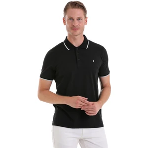 Siyah Regular Fit Düz 100% Pamuk Polo Yaka Tişört