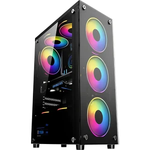 Clear 3 Fanlı Temperli Cam Panel Gaming Oyuncu Bilgisayar Kasası