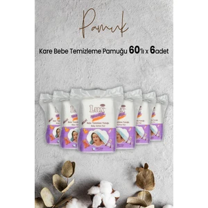 Kare Bebe Temizleme Pamuğu 60' Lı x 6 Adet
