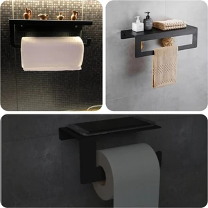 Modern Metal 3'lü Set: Raflı Banyo Havlu Askılığı Rulo Havlu Askılığı Tuvalet Kağıtlığı