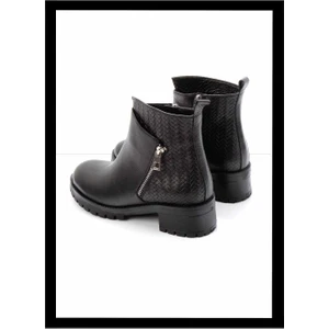 Siyah Siyah Örgü Hakiki Deri Kadın Bot & Bootie K02531230203
