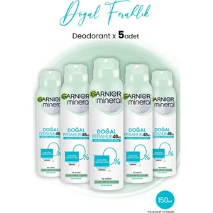 Mineral 48 Saat Doğal Ferahlık Kadın Sprey Deodorant 150 ml x 5 Adet