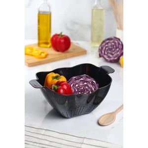 EW's Kitchenware Akrilik Siyah Makarna Süzgeçi & Sebze Meyve Süzgeçi