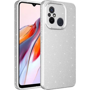 Case 4U Xiaomi Redmi 12C Kılıf Kamera Korumalı Simli Lüks Koton Kapak Gri