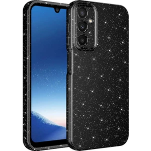 Case 4U Samsung Galaxy A24 Kılıf Kamera Korumalı Simli Lüks Koton Kapak Siyah