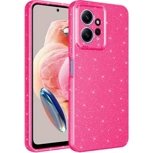 Case 4U Xiaomi Redmi Note 12 4g Kılıf Kamera Korumalı Simli Lüks Koton Kapak Koyu Pembe