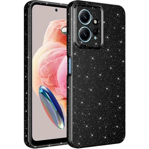 Case 4U Xiaomi Redmi Note 12 4g Kılıf Kamera Korumalı Simli Lüks Koton Kapak Siyah
