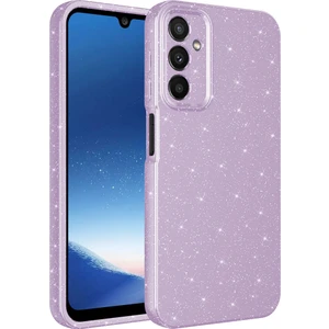 Case 4U Samsung Galaxy A24 Kılıf Kamera Korumalı Simli Lüks Koton Kapak Lila