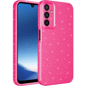 Case 4U Samsung Galaxy A24 Kılıf Kamera Korumalı Simli Lüks Koton Kapak Koyu Pembe