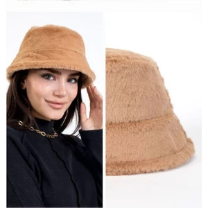 Tavşan Tüyü Peluş Bucket Kova Moda Kadın Kışlık Şapka