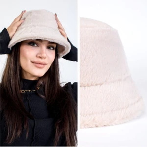 Tavşan Tüyü Peluş Bucket Kova Moda Kadın Kışlık Şapka