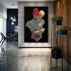 SML Tablo Sarı ve Kırmızı Galatasaray Metal Sarılan Çift Dikey Kanvas Tablo