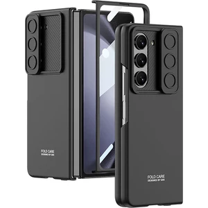 CepCase Göksu Grup Galaxy Z Fold 5 Kılıf Sürgülü Kamera Lens Korumalı Metal Görünüm Orjinal 360 Tam Korumalı Kapak