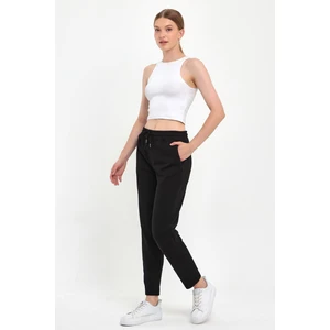 Kadın Larissa Siyah Regular Fit Pamuklu Eşofman Altı