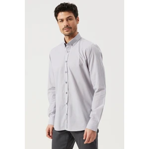 ALTINYILDIZ CLASSICS Erkek Gri Slim Fit Dar Kesim Düğmeli Yaka Desenli Gömlek