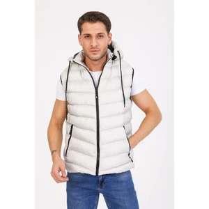 Erkek Taş Jel Dolgulu Fermuarlı Çıkartılabilir Kapüşonlu Şişme Yelek