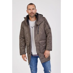 Erkek Kapşonlu Parka K207 Gri