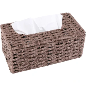 Gui xulian Rattan Doku Kutusu, Vintage Peçetelik, Kasa Dağınıklığı Saklama Kabı Kapağı, Oturma Odası Masası Dekorasyonu (Kahve) (Yurt Dışından)