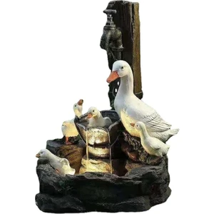 Gui xulian Reçine Ördek Aile Veranda Çeşmesi Bahçe Dekorasyonu, Açık Peyzaj Bahçe Tasarımı Için Hayvan Bahçesi Reçine Heykeli, Bir (Yurt Dışından)