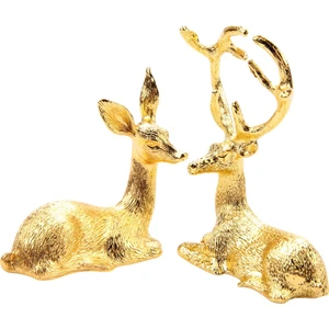 Gui xulian 2 Adet Asil Çift Geyik Heykeli Ev Dekor Koleksiyon Hayvan Figürleri Ofis Süsleri Ren Geyiği Altın Heykeller (Yurt Dışından)