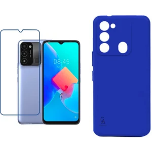 Tecno Spark 8c Uyumlu Kılıf Esnek Silikon Telefon Kılıfı ve Temperli Cam Ekran Koruyucu