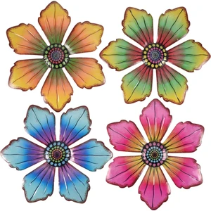 Gui xulian 4 Adet Metal Çiçek Heykel Duvar Sanatı Heykel Dekor Açık Kazıklar Renkli Yard Bahçe Iç Demir Parti Çiçek Dekor (Yurt Dışından)