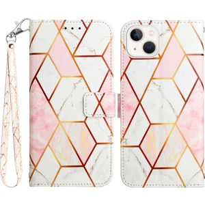 Forestl Digital Iphone 15 Akıllı Telefon Şok Geçirmez Kılıf Deri Deri Stand Cüzdan Kapak Pembe Beyaz (Yurt Dışından)