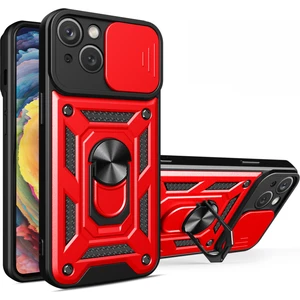 Forestl Digital Iphone 15 Plus Fingerprint Anti Anti Telefon Kasası Pc+Tpu Kickstand Kapağı Arka Lens Koruma-Kırmızı (Yurt Dışından)