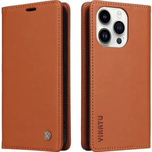 Forestl Digital Iphone 15 Pro Pu Deri Cüzdan Telefon Kapağı Manyetik Kapanış Çizgi Standı Case-Brown (Yurt Dışından)