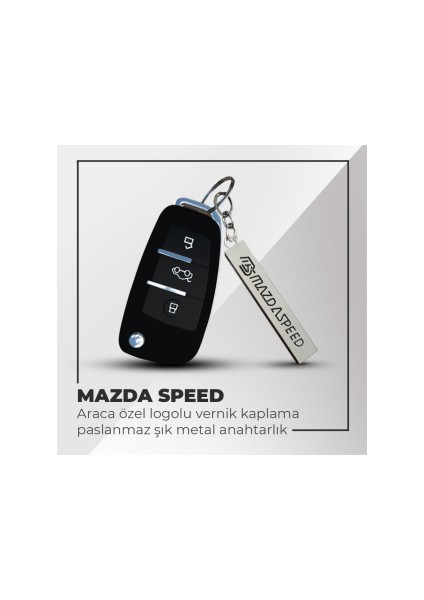 Mazda Speed Uyumlu 3D Metal Paslanmaz Metal Araç Otomotiv Anahtarlığı - Siyah