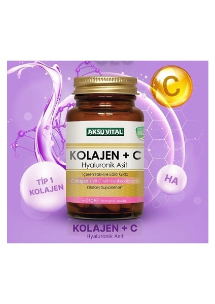 Kolajen + C Vitamini Hyaluronik Asit 900 mg 60 Tablet