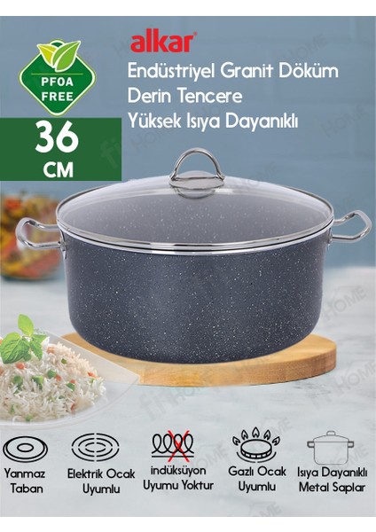 Sanayi Tipi Granit Döküm Büyük Boy Derin Tencere Işyeri Lokanta Boy 34-36-38-40 cm