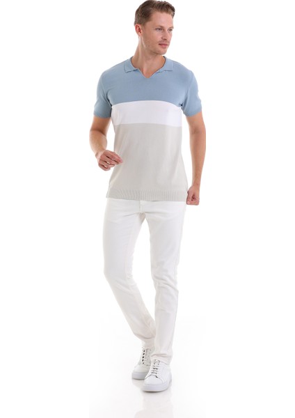 A. Mavi Slim Fit Desenli Polo Yaka Casual Rayon Tişört