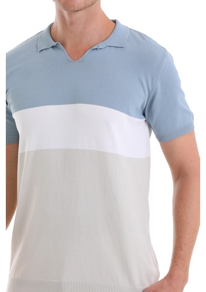 A. Mavi Slim Fit Desenli Polo Yaka Casual Rayon Tişört