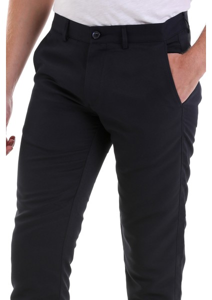 Lacivert D. Slim Fit Desenli Yandan Cep Kanvas Pantolon modelleri