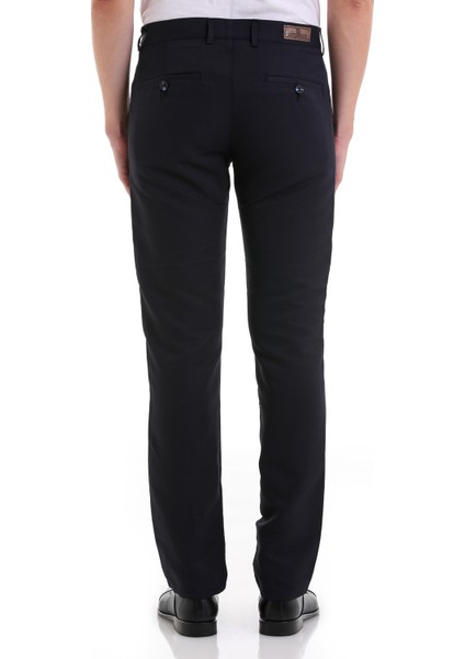 Lacivert D. Slim Fit Desenli Yandan Cep Kanvas Pantolon indirimleri