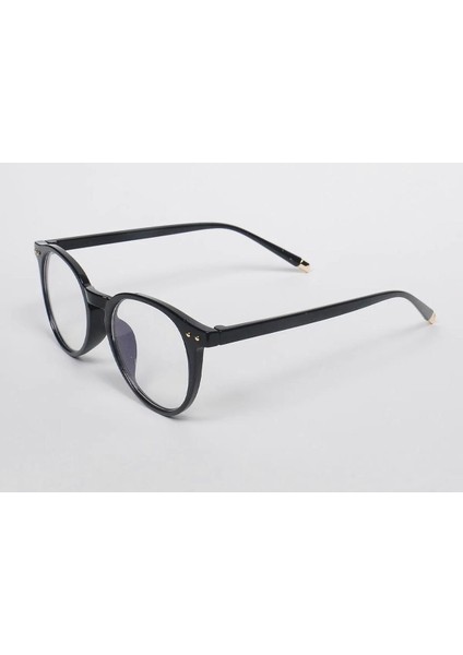 Siyah Yuvarlak Mavi Işık Korumalı Gözlük