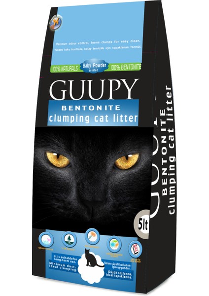 Bentonit Topaklanan Kedi Kumu Bebek Pudrası Kokulu 5 lt
