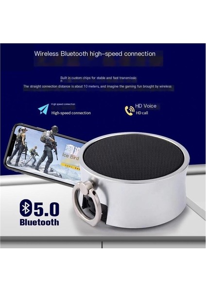 Bluetooth Hoparlör Taşınabilir Bilgisayar Kartı Ses Subwoofer Metal Küçük Çelik Tabanca (Yurt Dışından)