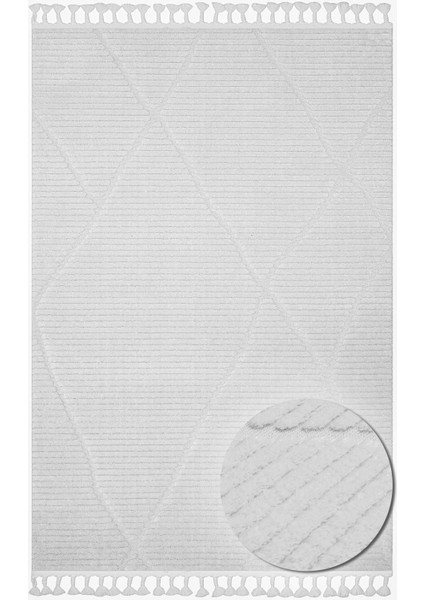 Terazzo Trz 07 Whıte Hav Toz Vermez Yumuşak Dokulu Etnik Örgü Desenlere Sahip Modern Iskandinav Halı