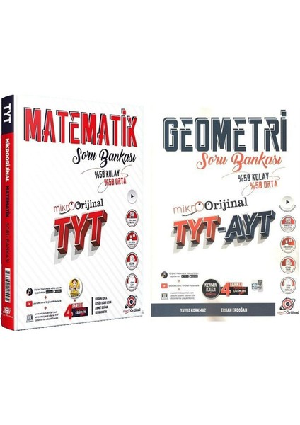 Orijinal Yayınları  TYT Mikro Matematik ve Geometri Soru Bankası Seti 2 Kitap