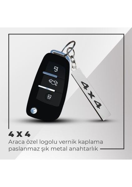 4x4 Uyumlu 3D Metal Paslanmaz Metal Araç Otomotiv Anahtarlığı - Siyah